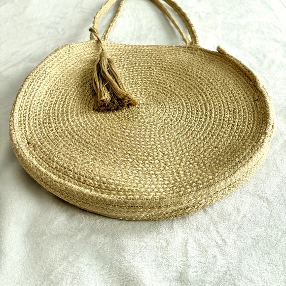 Magid Round Jute Tote Bag Shoulder Handbag Purse Shopper Boho Beach Straw Woven - Picture 3 of 10
